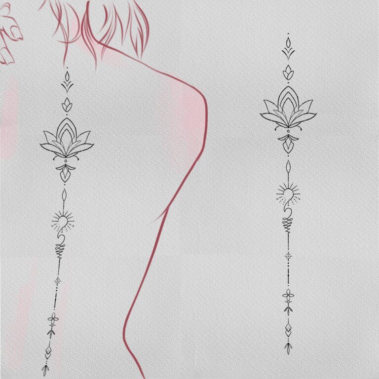 Tattoo sketch of wings on the spine
