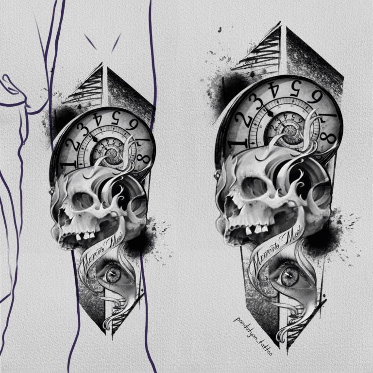 Time of death black and grey, realism, lettering, script tattoo on forearm